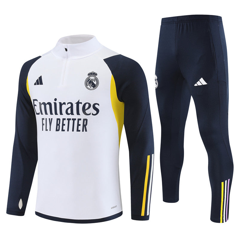 REAL MADRID 1/2 ZIP WHITE/YELLOW